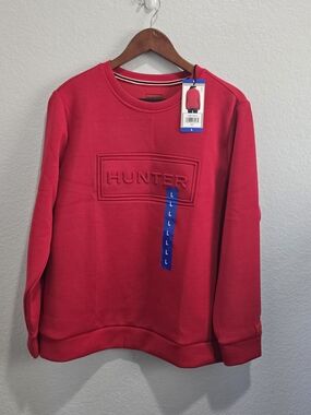 Hunter Original Embossed Logo Sweatshirt Pullover Pink Red Large NWT Casual
